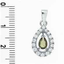 Silver pendant with moldavite and cubic zirconia 1046