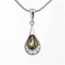 Silver pendant with moldavite and cubic zirconia 1064