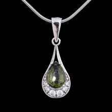 Silver pendant with moldavite and cubic zirconia 1064