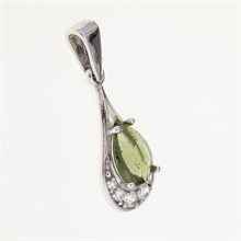 Silver pendant with moldavite and cubic zirconia 1064