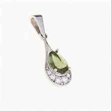 Silver pendant with moldavite and cubic zirconia 1064