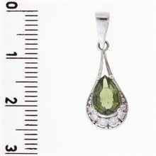Silver pendant with moldavite and cubic zirconia 1064