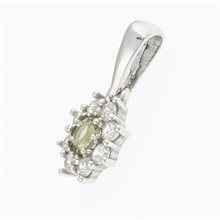 Silver pendant with moldavite and cubic zirconia 1071
