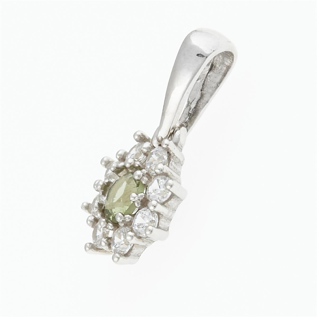 Silver pendant with moldavite and cubic zirconia 1071