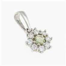 Silver pendant with moldavite and cubic zirconia 1071