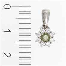 Silver pendant with moldavite and cubic zirconia 1071