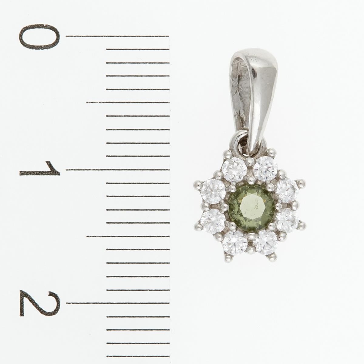 Silver pendant with moldavite and cubic zirconia 1071