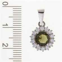 Silver pendant with moldavite and cubic zirconia 1073