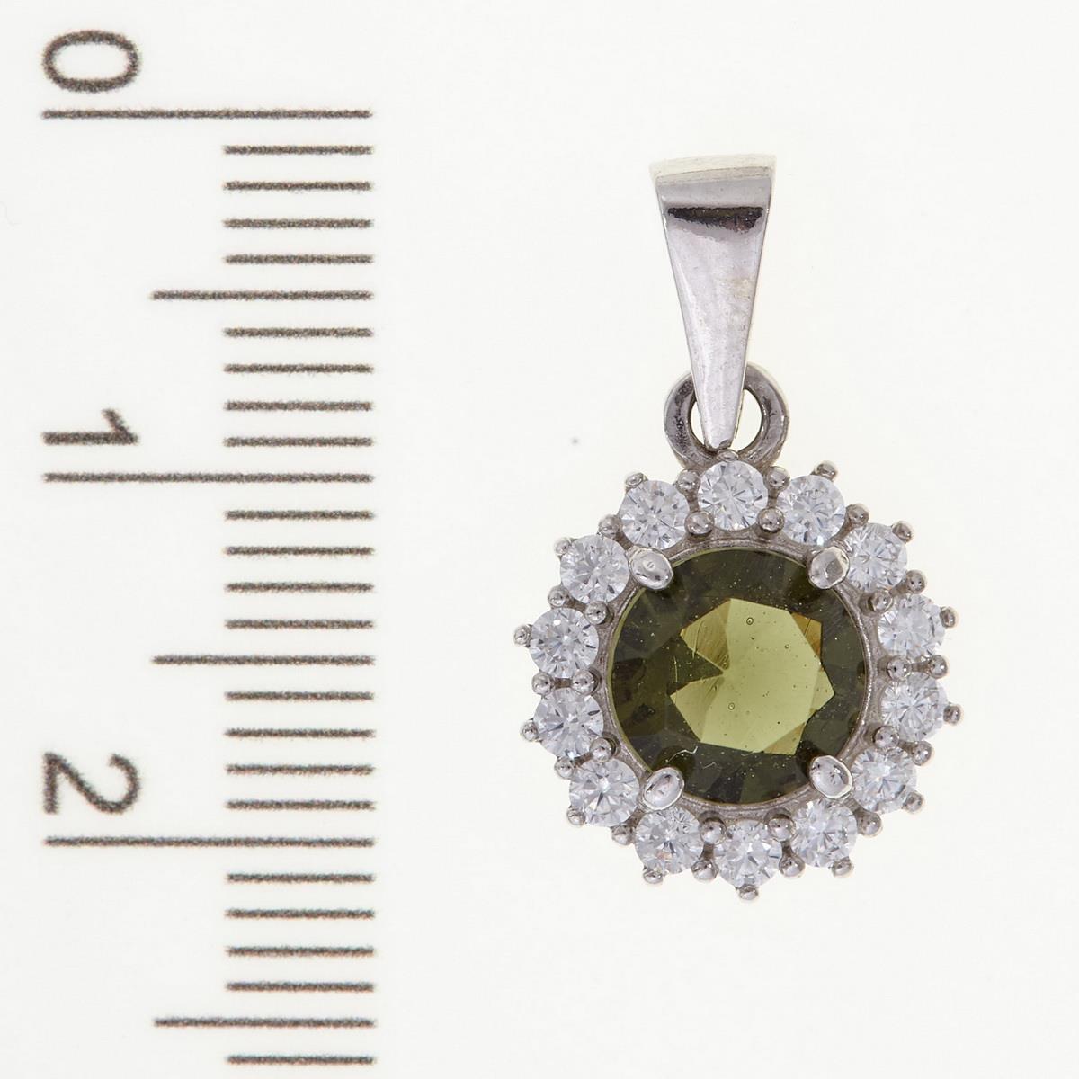 Silver pendant with moldavite and cubic zirconia 1073
