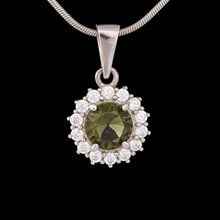Silver pendant with moldavite and cubic zirconia 1073