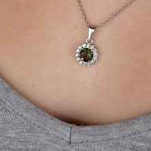 Silver pendant with moldavite and cubic zirconia 1073