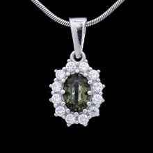 Silver pendant with moldavite and cubic zirconia 1075