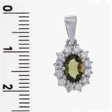 Silver pendant with moldavite and cubic zirconia 1075
