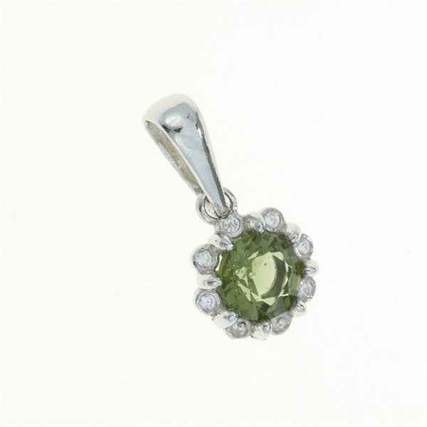 Ciondolo in argento con moldavite e zirconi 1125
