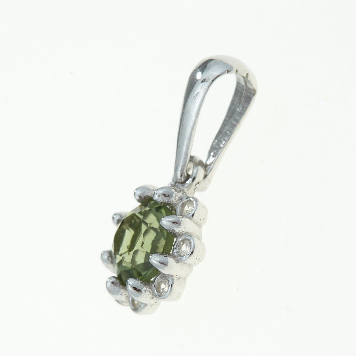 Silver pendant with moldavite and cubic zirconia 1125