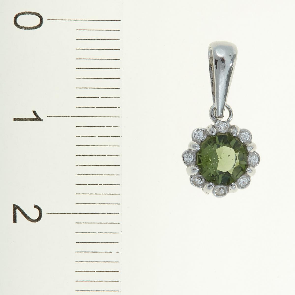 Silver pendant with moldavite and cubic zirconia 1125