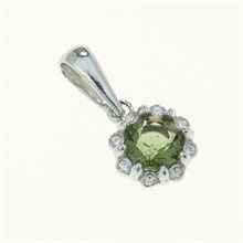 Ciondolo in argento con moldavite e zirconi 1125