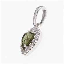Silver pendant with moldavite and cubic zirconia - heart 1282