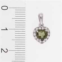 Silver pendant with moldavite and cubic zirconia - heart 1282