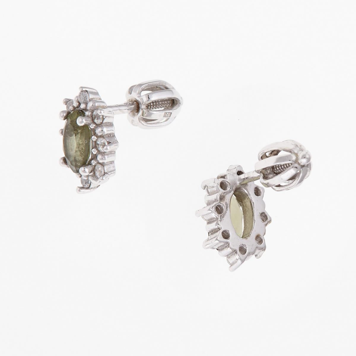 Silver earrings with moldavites and zirconia 2001-3