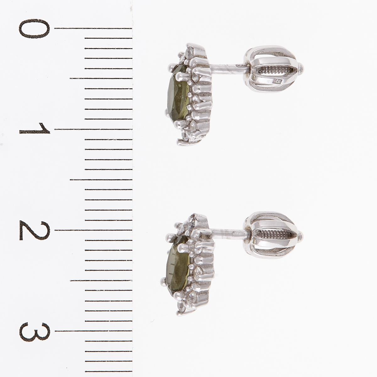 Silver earrings with moldavites and zirconia 2001-3
