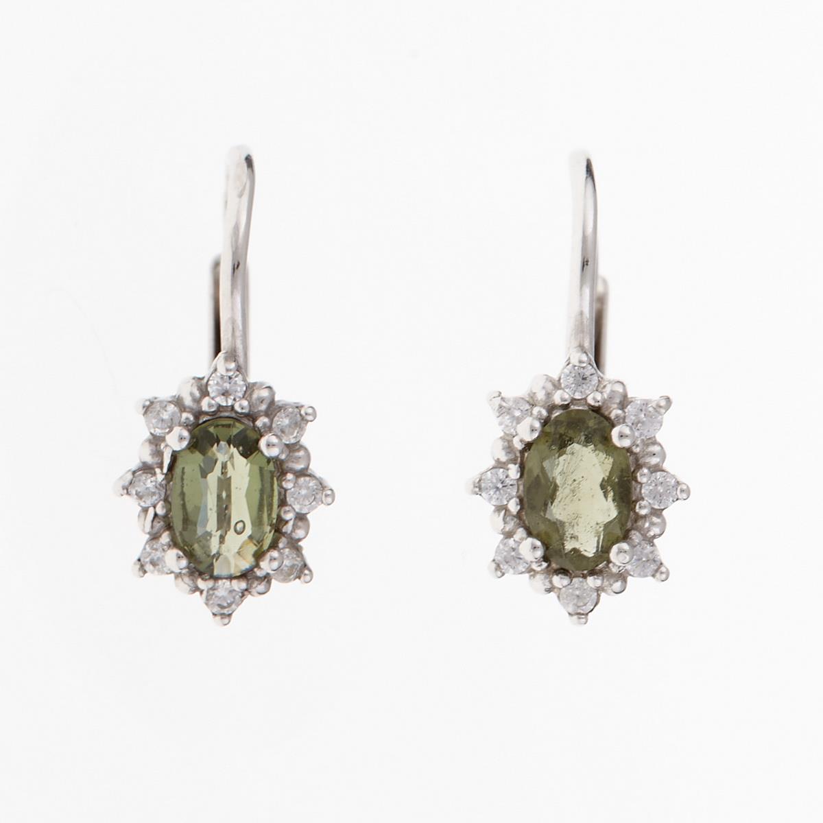 Silver earrings with moldavites and cubic zirconia 2001-4