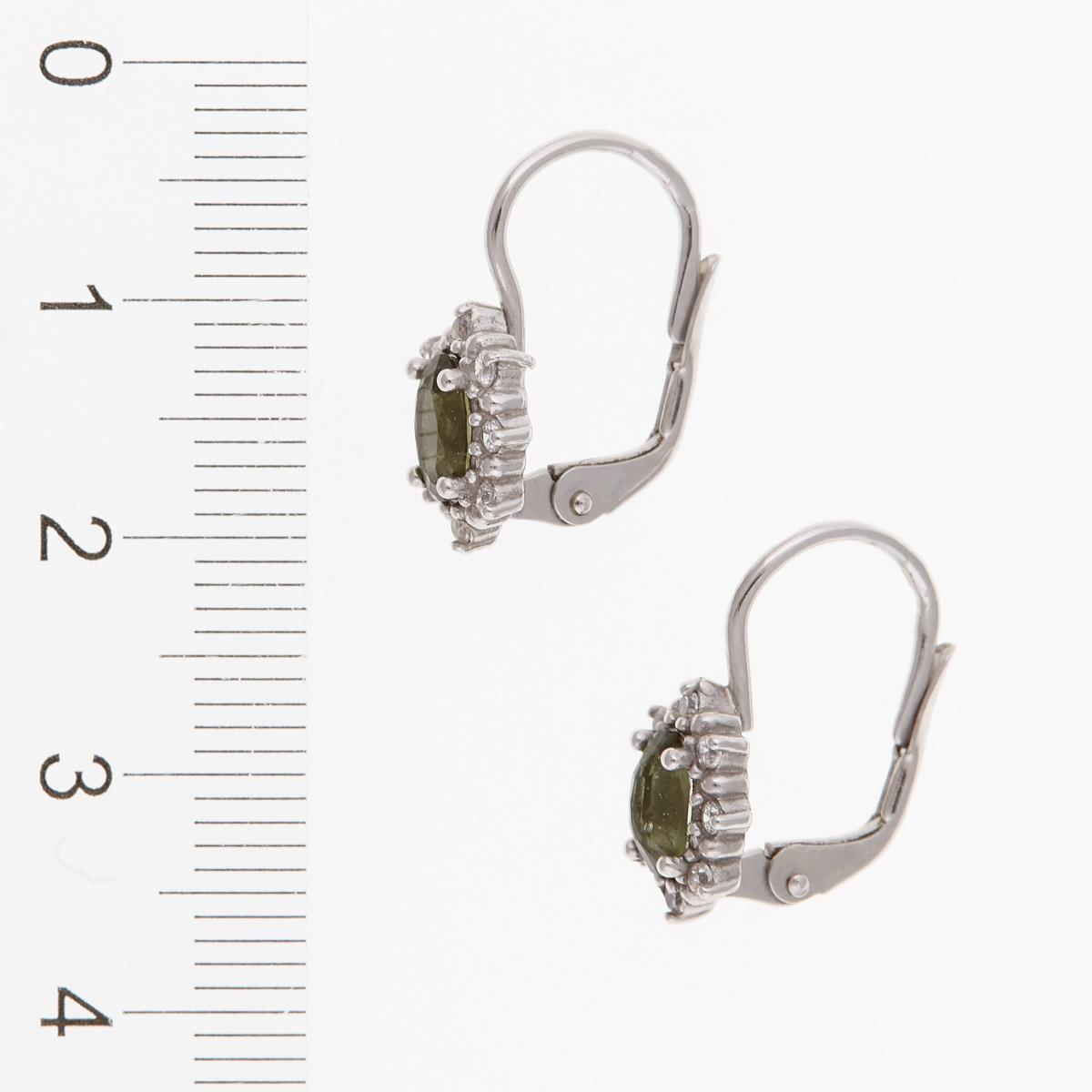Silver earrings with moldavites and cubic zirconia 2001-4