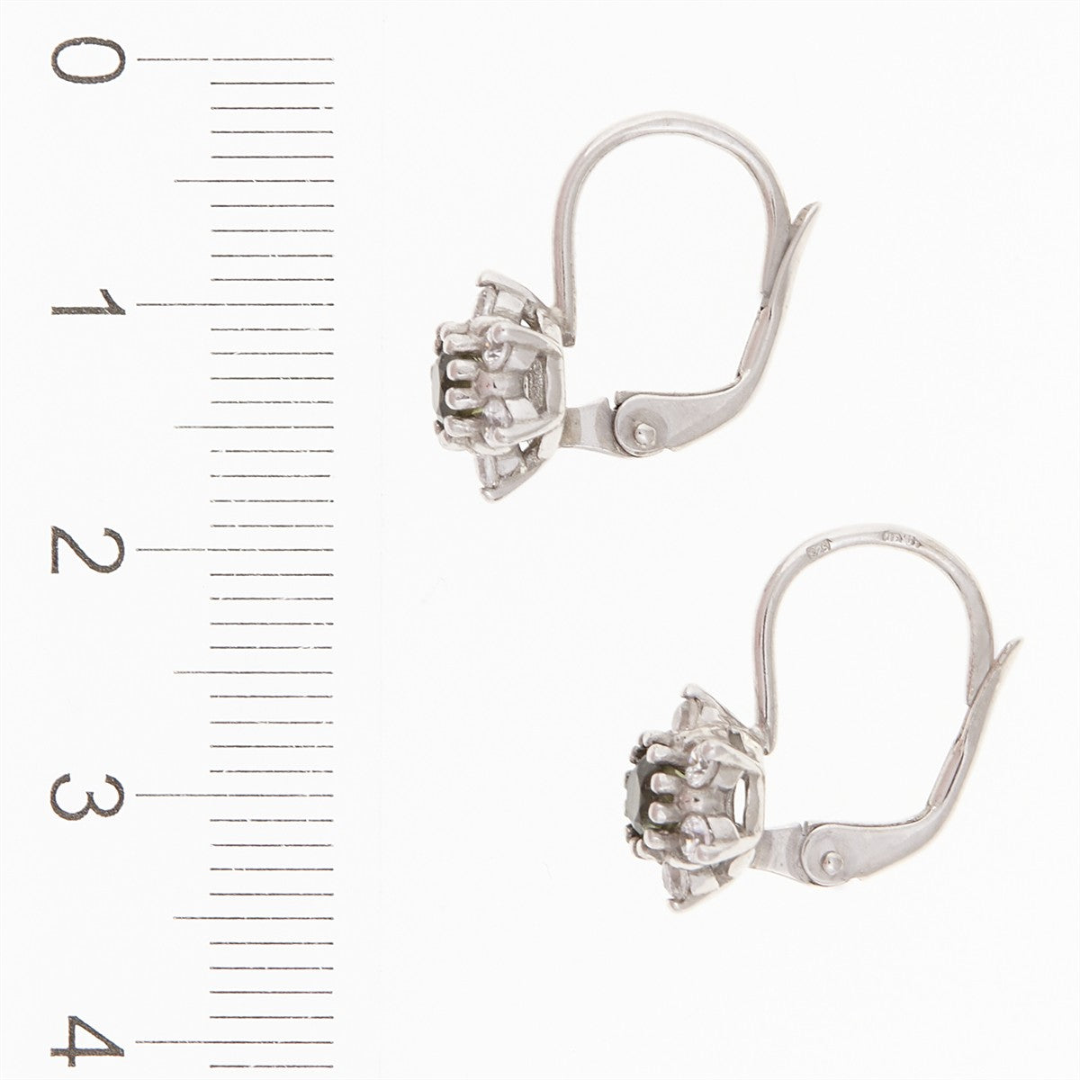 Silver earrings with moldavites and zirconia 2007-4