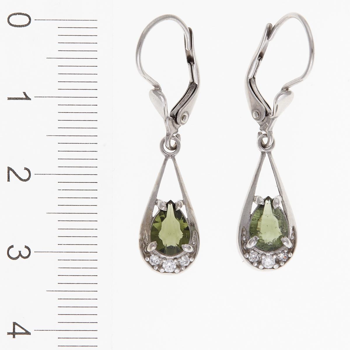 Silver earrings with moldavites and cubic zirconia 2010-4