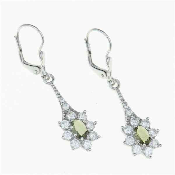 Orecchini in argento con moldaviti e zirconi 2017-4
