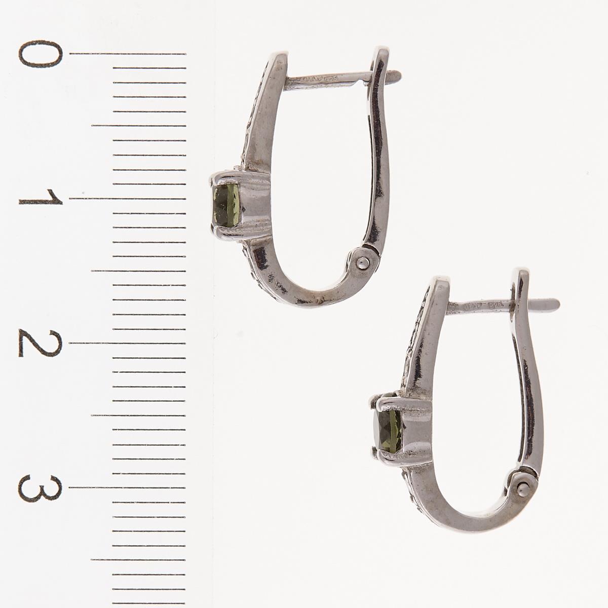 Silver earrings with moldavites and cubic zirconia 2038-1