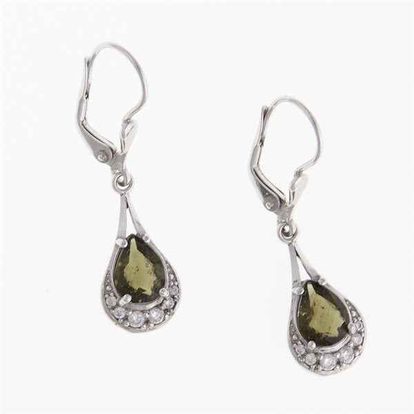 Orecchini in argento con moldaviti e zirconi 2064-4