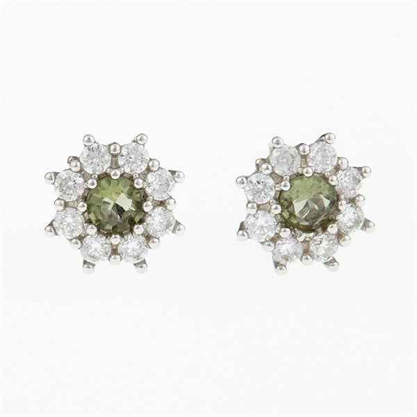 Orecchini in argento con moldaviti e zirconi 2071-3