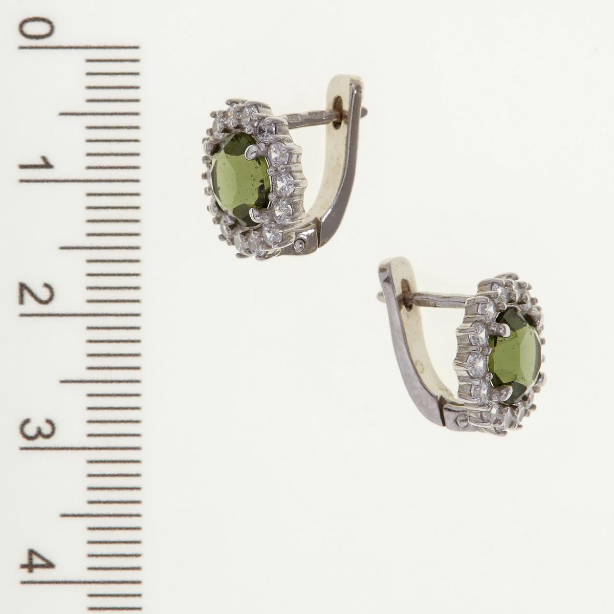 Silver earings with moldavites and zirkonia 2073-1