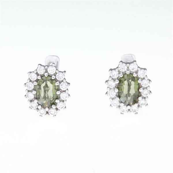 Orecchini in argento con moldaviti e zirconi 2075-1