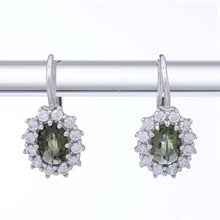 Orecchini in argento con moldaviti e zirconi 2075-4