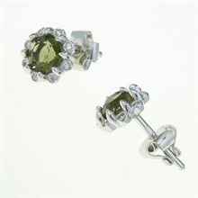 Orecchini in argento con moldaviti e zirconi 2125-2