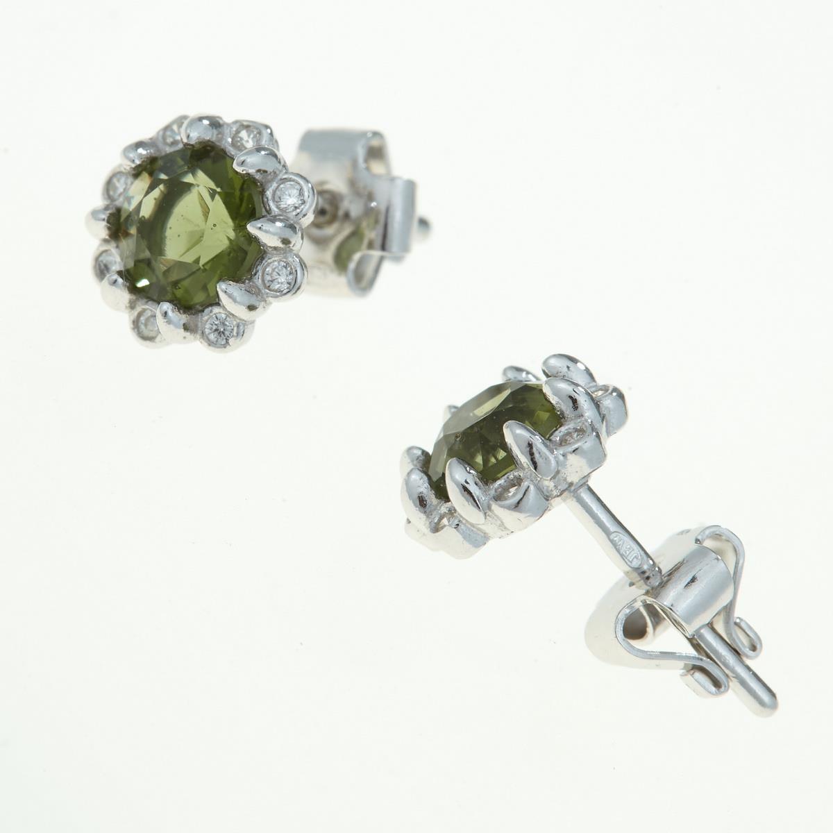 Silver earrings with moldavites and cubic zirconia 2125-2