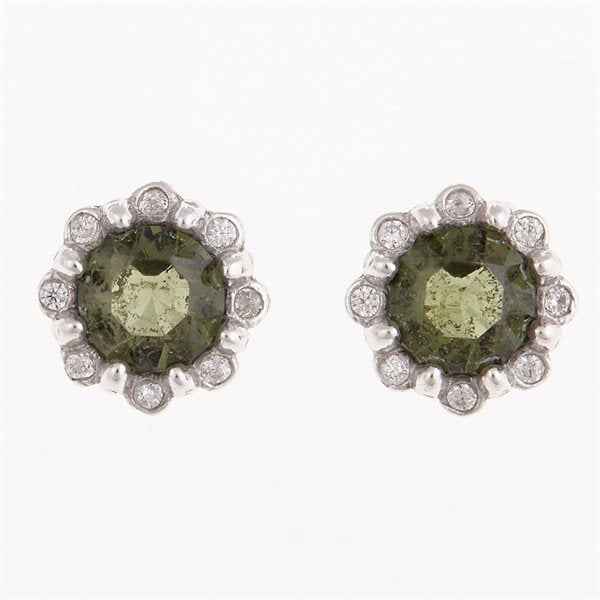 Orecchini in argento con moldaviti e zirconi 2125-3