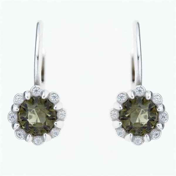 Orecchini in argento con moldaviti e zirconi 2125-4
