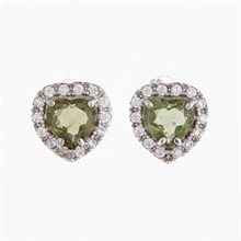 Orecchini in argento con moldaviti e zirconi - cuore 2282-3