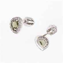 Orecchini in argento con moldaviti e zirconi - cuore 2282-3