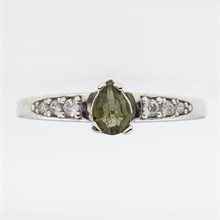 Anello Argento con moldavite e zirconi 3002