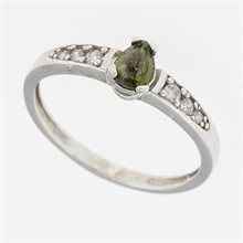 Anello Argento con moldavite e zirconi 3002