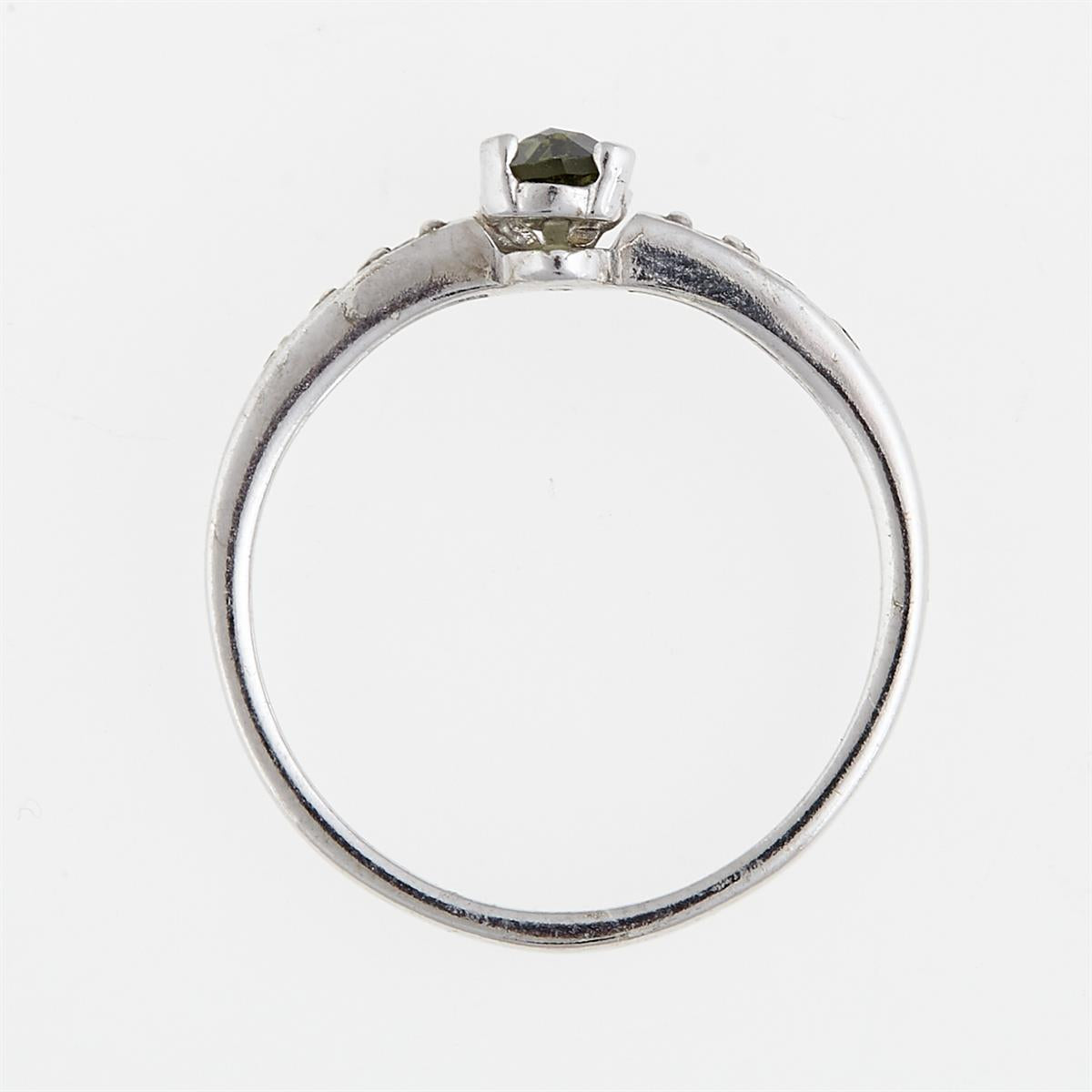Silver ring mit moldavite and zircons 3002