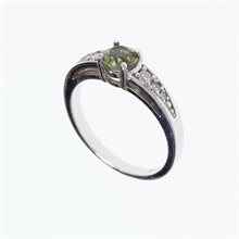 Anello in argento con moldavite e zirconi 3038