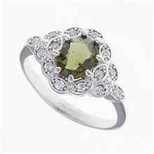 Anello in argento con moldavite e zirconi 3039