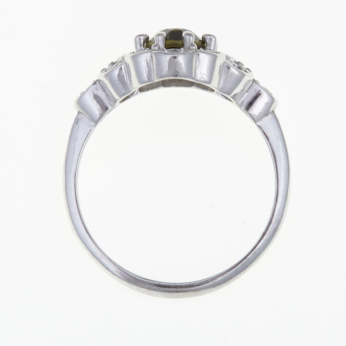 Silver ring with moldavite and zirconia 3039