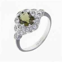 Anello in argento con moldavite e zirconi 3039