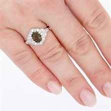 Anello in argento con moldavite e zirconi 3039